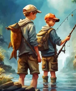 Boys Fishing Diamond Painting