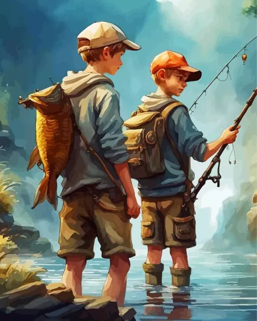 boys fishing Diamond Paints Boys Fishing Diamond Painting