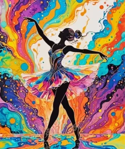 Colorful Ballerina Silhouette Diamond Painting