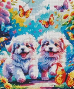 Colorful Butterflies And Dogs Diamond Painting