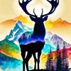 Deer Silhouette Art Diamond Painting