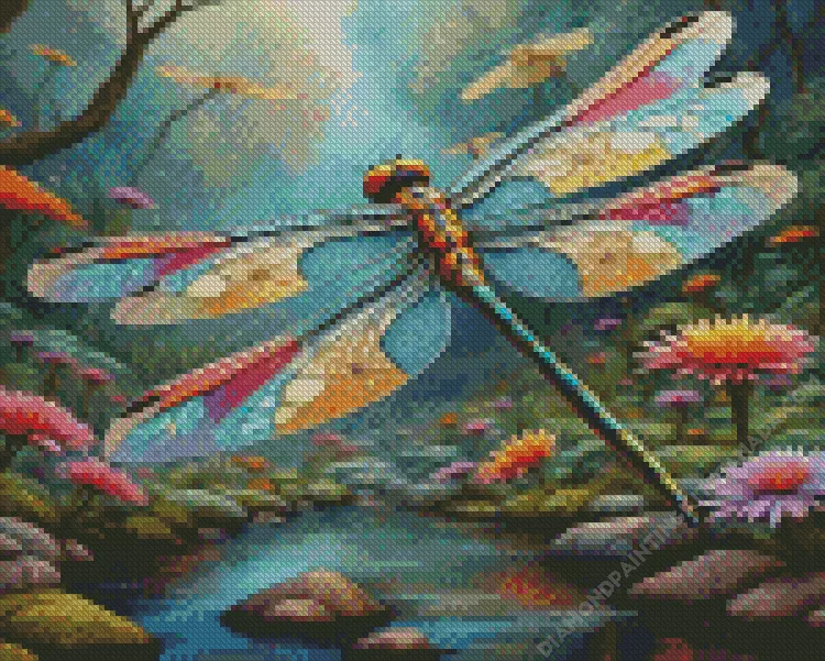 dragonfly art Diamond By Numbers Dragonfly Art Diamond Painting