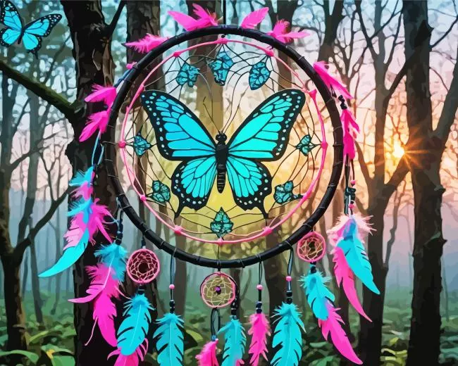 dream catcher butterfly art Diamond With Numbers