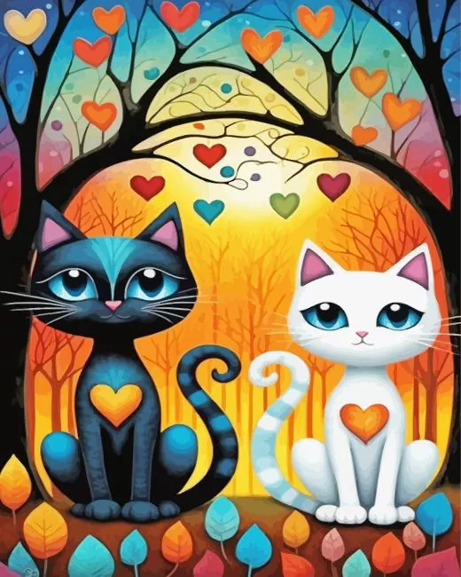 folk art cats Diamond Dotz Folk Art Cats Diamond Painting