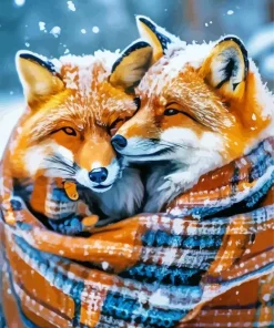 Foxes Hug Diamond Painting