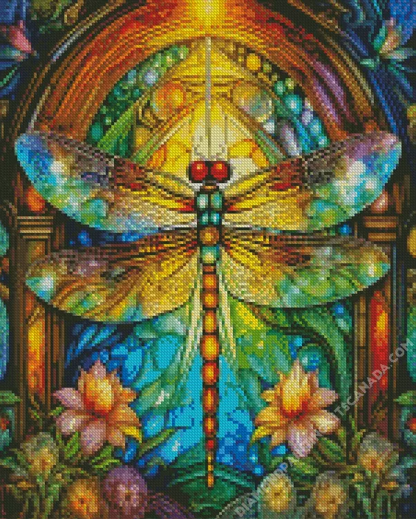 green dragonfly Diamond By Numbers Green Dragonfly Diamond Painting