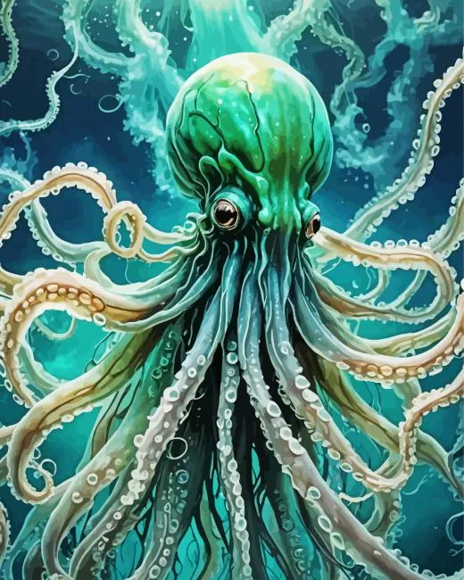 green giant squid Diamond Paints Green Giant Squid Diamond Painting