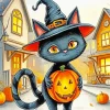 Halloween Cat Diamond Painting