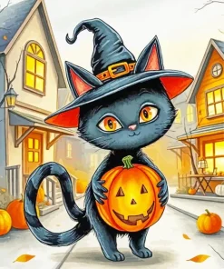 Halloween Cat Diamond Painting
