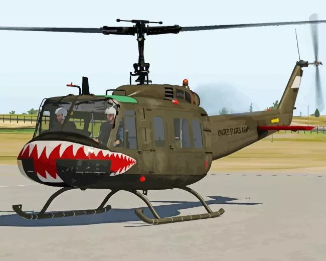huey helicopter with shark teeth Diamond Dotz Huey Helicopter With Shark Teeth Diamond Painting