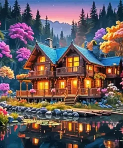 Log Cabin Art Diamond Painting