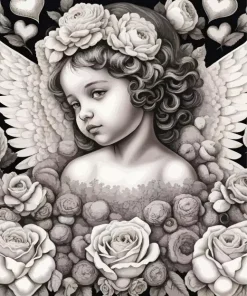Monochrome Cherub Diamond Painting