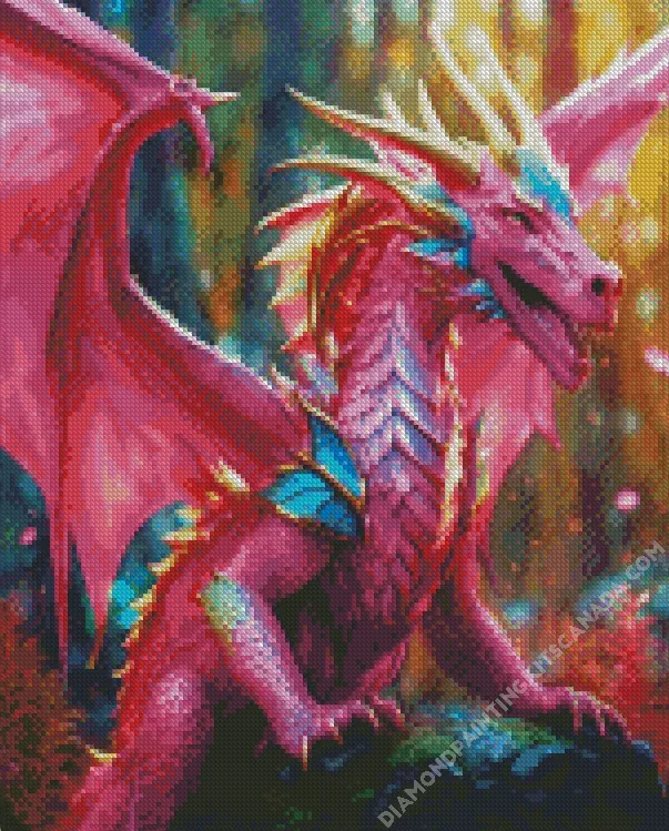 pink dragon Diamond By Numbers Pink Dragon Diamond Painting
