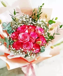 Pink Flowers Bouquet Diamond Painting