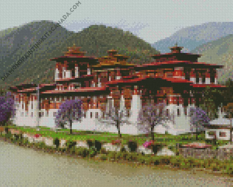 punakha dzong Diamond By Numbers Punakha Dzong Diamond Painting