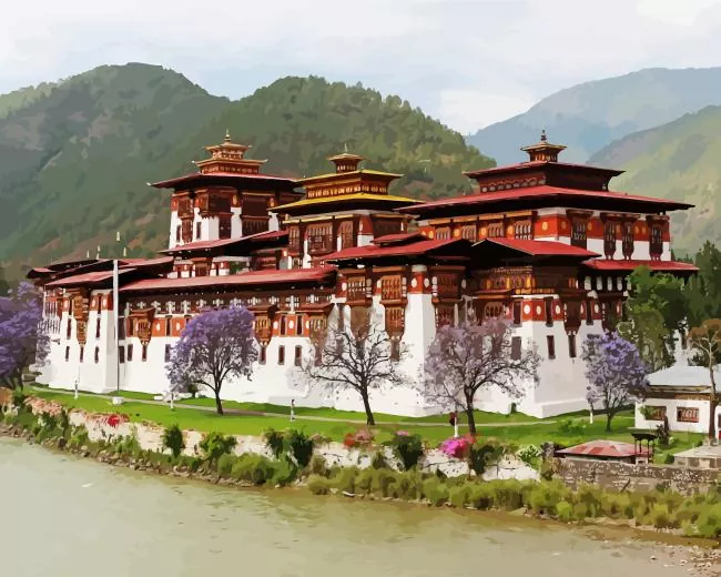 punakha dzong Diamond Paintings Punakha Dzong Diamond Painting