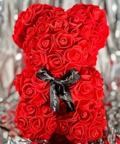 Red Flower Bear Diamond Painting