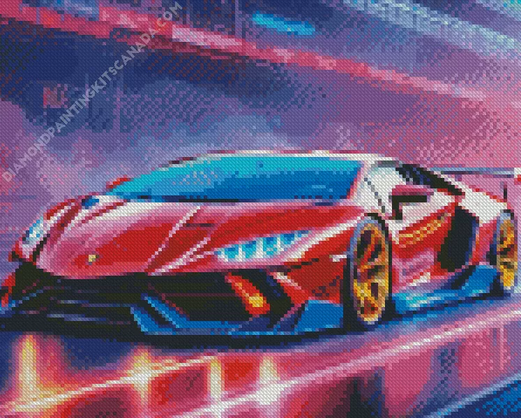 red lamborghini Diamond By Numbers Red Lamborghini Diamond Painting