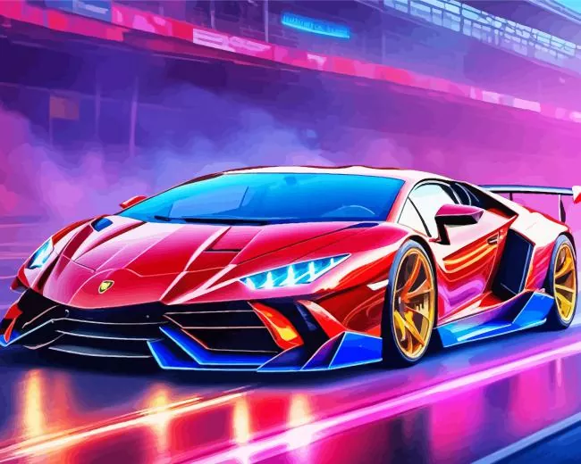 red lamborghini Diamond Paints Red Lamborghini Diamond Painting