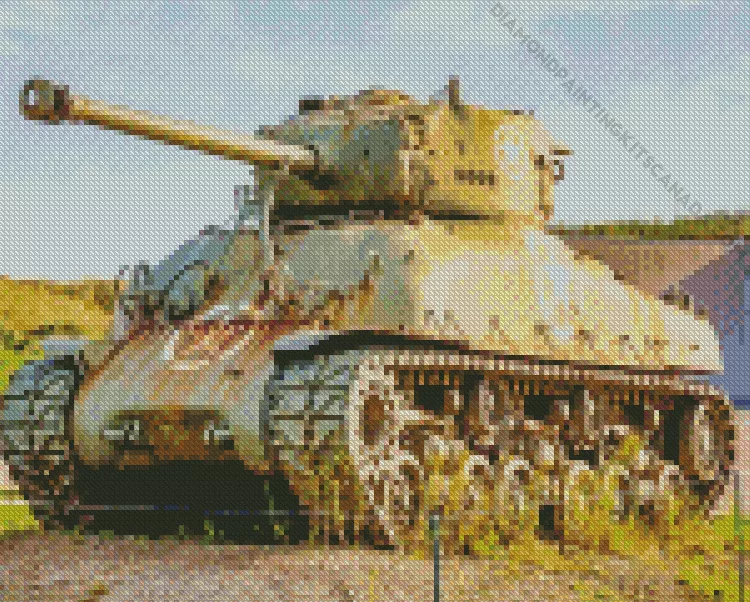 sherman tank Diamond With Numbers Sherman Tank Diamond Painting