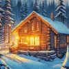 Snow Log Cabin Diamond Painting
