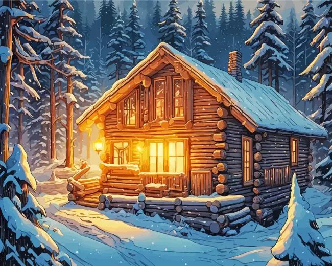 snow log cabin Diamond Dotz Snow Log Cabin Diamond Painting