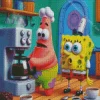 Spongebob And Patrick Making Coffee Diamond Painting
