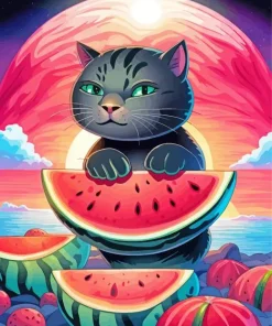 Watermelon Cat Diamond Painting