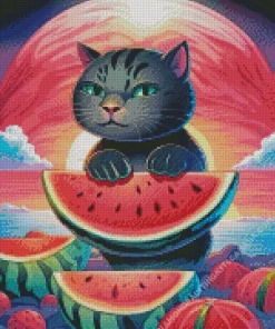 Watermelon Cat Diamond Painting