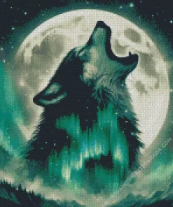 Wolf In The Moon Diamond Painting