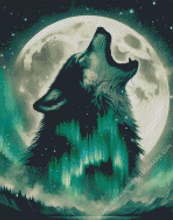 wolf in the moon Diamond With Numbers Wolf In The Moon Diamond Painting
