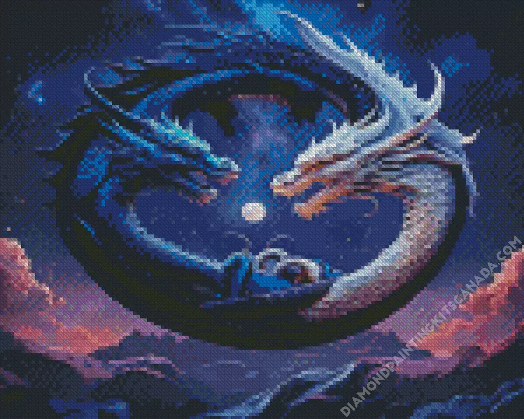 yin yang dragon Diamond With Numbers Yin Yang Dragon Diamond Painting