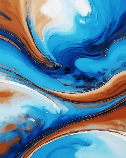 Abstract brown and blue art Diamond With Numbers Abstract Brown And Blue Art Diamond Painting