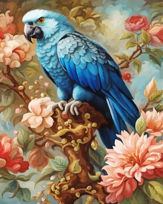 Blue Parrot And Flowers Diamond Paints Blue Parrot And Flowers Diamond Painting