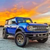 Blue Ford Bronco At Sunset Diamond Painting