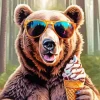 Brown Bear Eating Ice Cream Diamond Painting