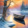Brown Boat In The River Diamond Painting