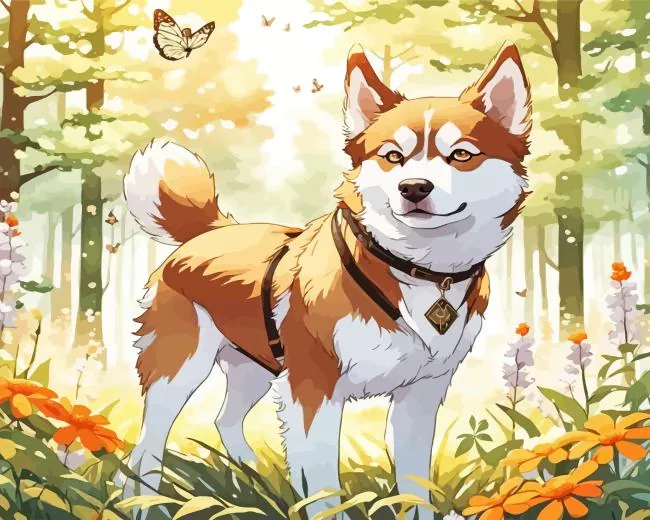 Brown Husky Diamond By Numbers Brown Husky Diamond Painting