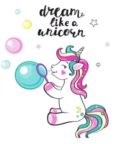 Cartoon Unicorn Blowing Bubbles Diamond Painting