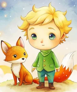 Cartoon Boy And Fox Diamond Painting