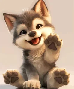 Cartoon Brown Baby Husky Diamond Painting