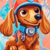 Cartoon Brown Fluffy Dachshund Diamond Painting