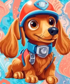 Cartoon Brown Fluffy Dachshund Diamond Painting