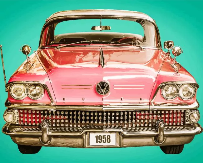 Classic Pink buick Diamond By Numbers Classic Pink Buick Diamond Painting