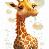 Giraffe Bubbles Diamond Painting