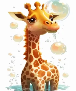 Giraffe Bubbles Diamond Painting