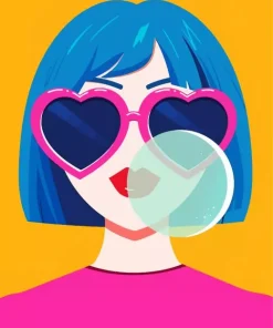 Girl Bowling Blue bubble Gum Diamond Painting