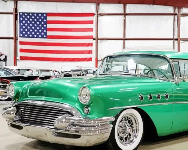 Green 1955 buick skylark Diamond With Numbers Green 1955 Buick Skylark Diamond Painting
