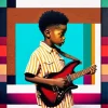 Illustration Boy holding Guitar Diamond Painting