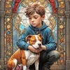 Little Boy Hugging Dog Diamond Painting